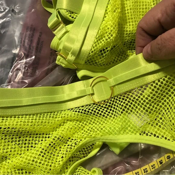 4 Piece Mesh Neon Green Lingerie Set size L - Picture 10 of 11